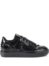 Kurt Geiger Patent Leather Southbank Tag Sneakers In Black