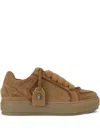 Kurt Geiger Southbank Tag Eagle-head Quilted Sneakers In Brown