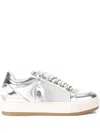 Kurt Geiger Southbank Tag Metallic Mesh Sneakers In Silver