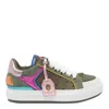 Kurt Geiger Womens Southbank Tag Panelled Leather Low-top Trainers Green Comb Eur 35 / 2 Uk In Green
