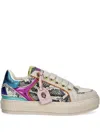 Kurt Geiger Womens White/oth Southbank Tag Canvas Low-top Trainers Eur 40 / 7 Uk In Neutrals