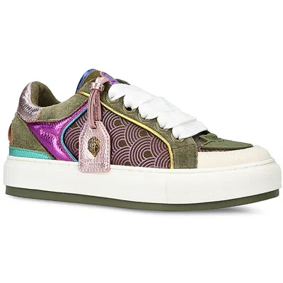 Kurt Geiger Southbank Womens Colorblock Leather Casual And Fashion Sneakers In Green