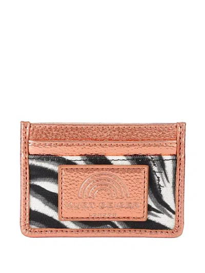 Kurt Geiger Southbank Zebra-print Metallic Card Holder In Brown