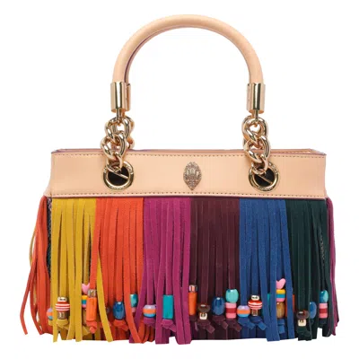 Kurt Geiger Square Kensington Fringe Handbag In Multi