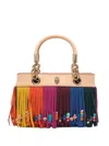 Kurt Geiger Square Kensington Fringe Tote Bag In Neutral