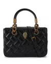 Kurt Geiger London Square Kensington Quilted Leather Top Handle Bag In Black
