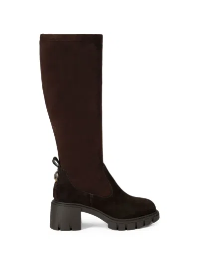 Kurt Geiger Step Eagle-plaque Knee-high Boots In Brown