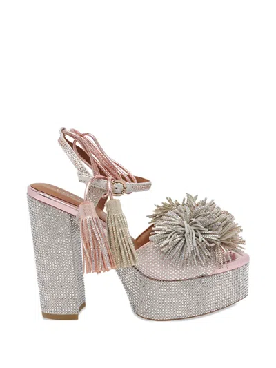 Kurt Geiger Pom Pom Tie Platform-metal Comb-suede-844 In Multi