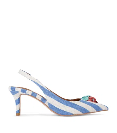 Kurt Geiger Striped Belgravia Slingback Pumps In Open White/blue