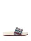 Kurt Geiger Striped-pattern Logo-embroidery Slides In Multi