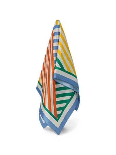 Kurt Geiger Stripe-print Square Scarf In Orange