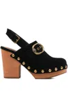 Kurt Geiger Studded Buckled Mules In Black