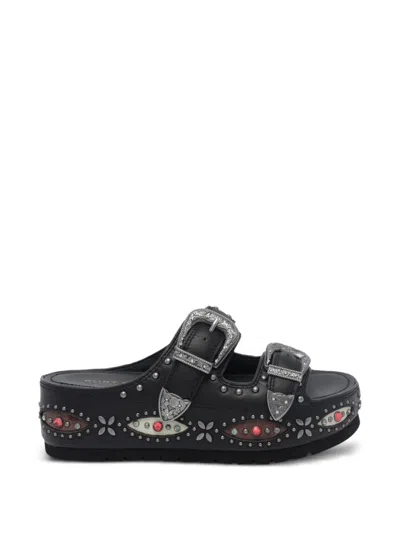 Kurt Geiger Stud-embellished Buckle-fastening Sandals In Black