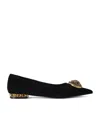Kurt Geiger Suede Chelsea Pointed Ballet Flats In Black