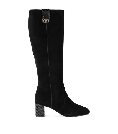 KURT GEIGER SUEDE CHELSEA TRIM KNEE-HIGH BOOTS