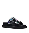 Kurt Geiger Orson Crystal Womens Leather Slip On Slide Sandals In Black