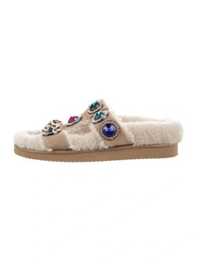Pre-owned Kurt Geiger Suede Polka Dot Print Slides In Multi