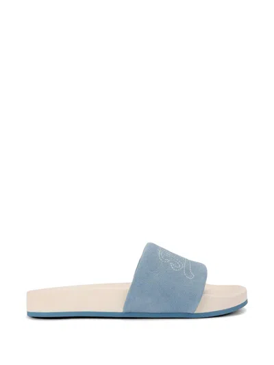 Kurt Geiger Suede Sliders In Blue
