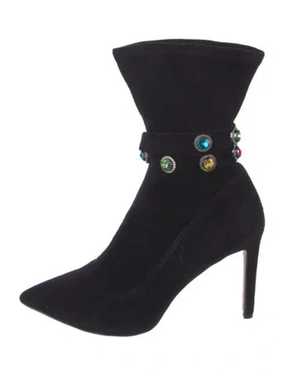 Pre-owned Kurt Geiger Suede Sock Boots In Black
