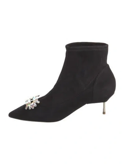 Pre-owned Kurt Geiger Suede Sock Boots In Black
