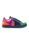 Kurt Geiger London Womens Blue Other Southbank Tag Rainbow-print Leather Low-top Trainers In Blue