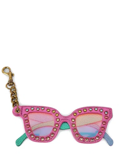 Kurt Geiger Sunglasses Charm Crystal-embellished Keyring In Pink