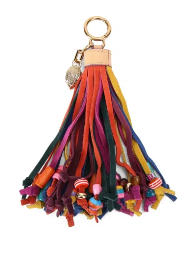 Kurt Geiger Tassel Beads Keyring In Red