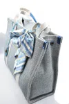 Kurt Geiger Textured Grey Tote Bag With Decorative Scarf In Gray