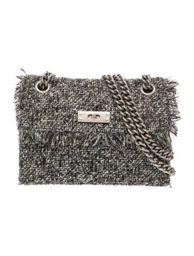 Pre-owned Kurt Geiger Tweed Crossbody Bag In Black