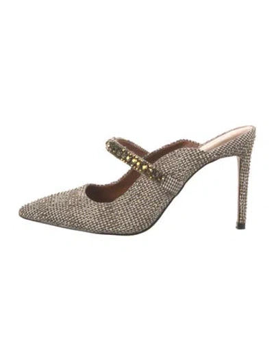 Pre-owned Kurt Geiger Tweed Pattern Crystal Embellishments Mules In Multicolor