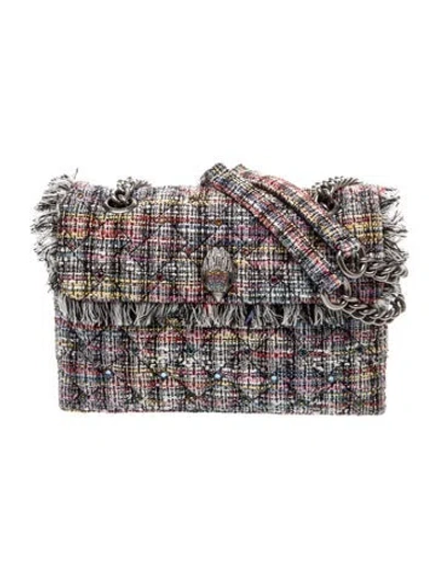 Pre-owned Kurt Geiger Tweed Shoulder Bag In Blue