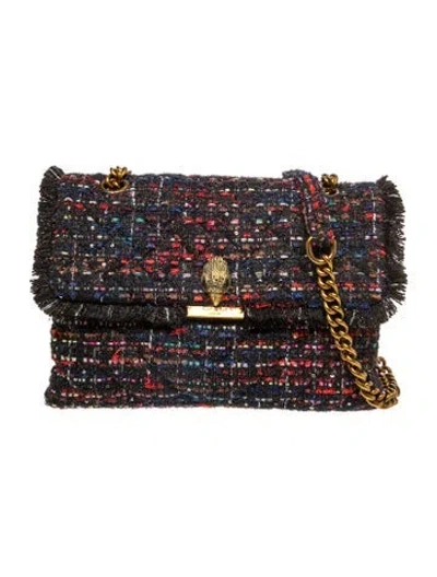 Pre-owned Kurt Geiger Tweed Shoulder Bag In Blue