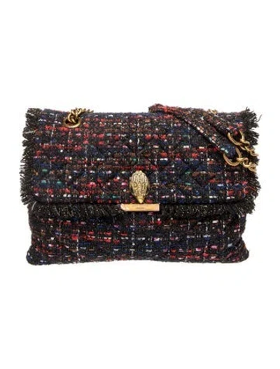 Pre-owned Kurt Geiger Tweed Shoulder Bag In Blue