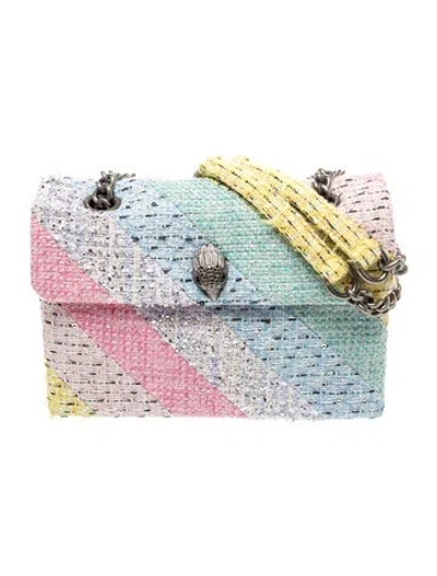 Pre-owned Kurt Geiger Tweed Shoulder Bag In Blue/pink