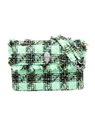 Pre-owned Kurt Geiger Tweed Shoulder Bag In Green