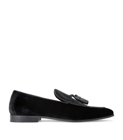 Kurt Geiger Velvet Henry Loafters In Black