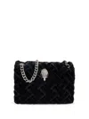 Kurt Geiger London Mini Kensington Velvet Shoulder Bag In Black