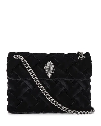 Kurt Geiger London Mini Kensington Velvet Shoulder Bag In Black