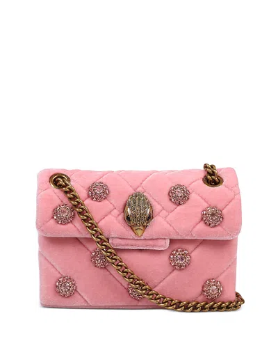 Kurt Geiger Mini Kensington Velvet Crossbody Bag In Light Pastel Pink