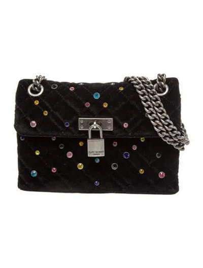 Pre-owned Kurt Geiger Velvet Shoulder Bag In Black