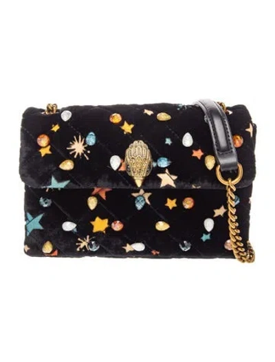 Pre-owned Kurt Geiger Velvet Shoulder Bag In Black/blue