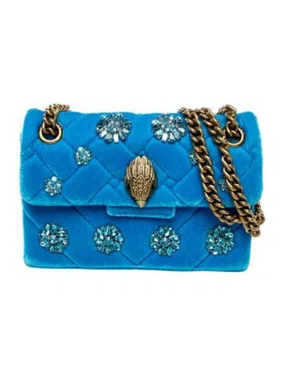 Pre-owned Kurt Geiger Velvet Shoulder Bag In Blue