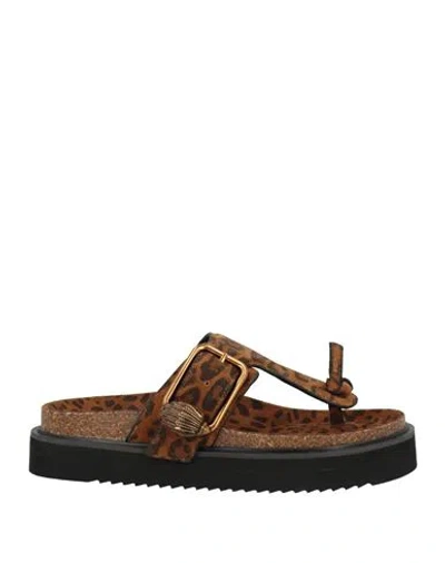Kurt Geiger Woman Toe Strap Sandals Brown Size 9 Soft Leather