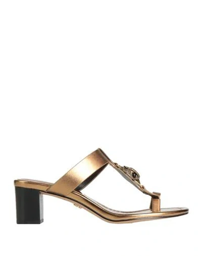Kurt Geiger Woman Toe Strap Sandals Mustard Size 9 Soft Leather In Yellow