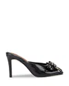 Kurt Geiger Leather Belgravia Stud Bow Heeled Mules In Black
