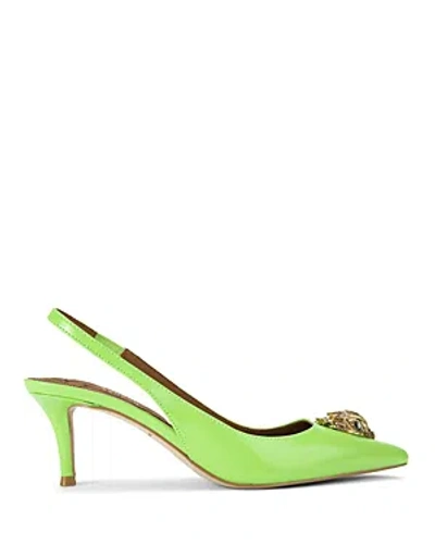 Kurt Geiger Patent Leather Belgravia Slingback Pumps In Bright Green