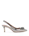 Kurt Geiger Womens Silver Belgravia Sling-back Leather Heeled Courts