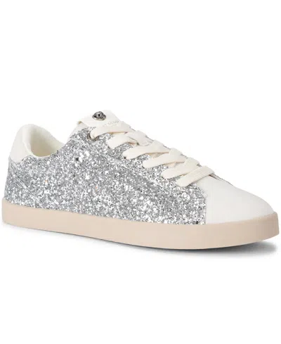Kurt Geiger London Glitter Britton Sneakers In Silver