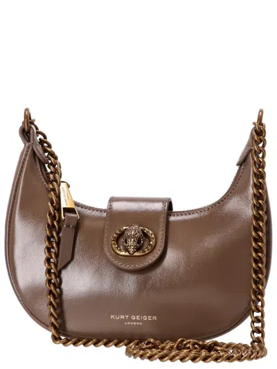 Kurt Geiger Brown Logo Plaque Shoulder Bag