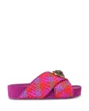 Kurt Geiger Womens  London Chelsea Cross-strap Woven Flatform Sandals In Open Pink